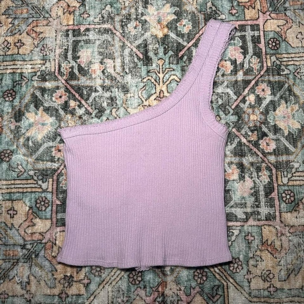 Lavender ribbed‎ one-shoulder crop top from Urban Outfitters